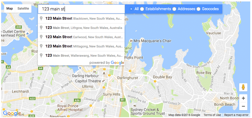 Google geocoding API